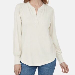 Buffalo David Bitton Cream Blouse with Split Neck